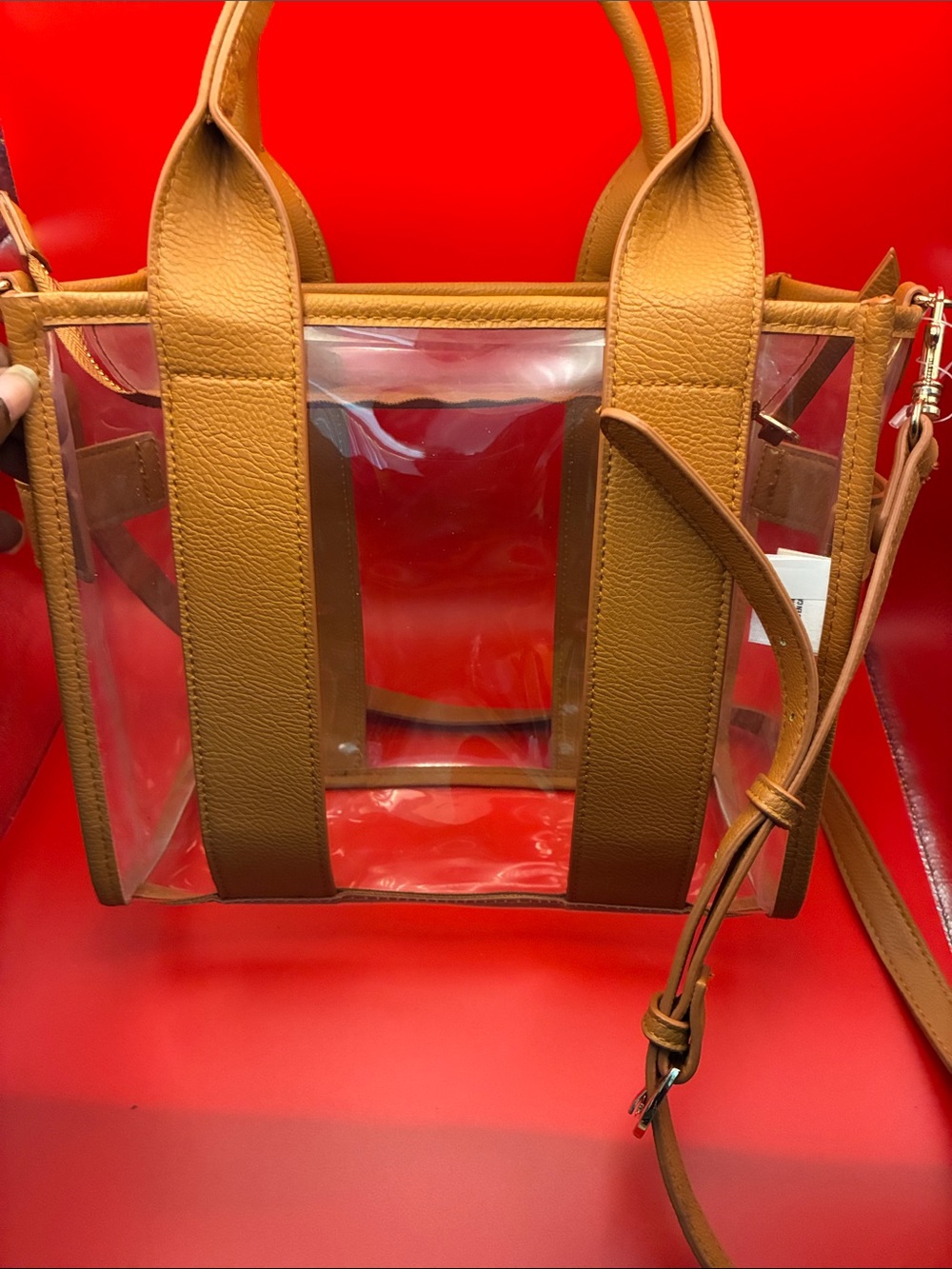 Universal Thread Clear Crossbody Tote with Tan Trim NWOT bonus items included - Picture 7 of 12